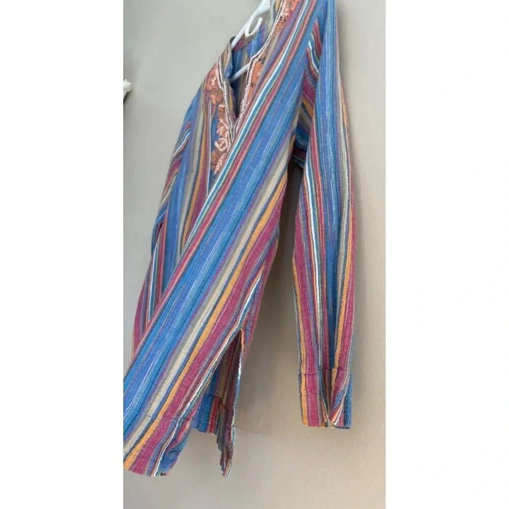 Soft Surroundings Colorful Embroidered V-Neck Bohemian Tunic Top Size Medium - Picture 7 of 12